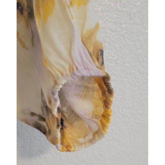Zac and Rachel Women's Watercolor Print Ruffle 3/4 Sleeve Top Yellow Size 1X - Picture 5 of 10